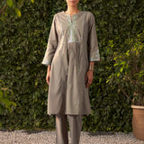 Syra Grey Embroidered Rayon Kurta Set for Women
