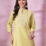 Cotton Linen Embroidered Kurta