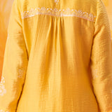 Anouk Yellow Embroidered Straight Kurta Set