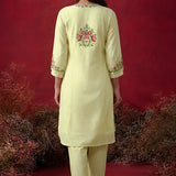 Saavan Light Green Embroidered Cotton blend Kurta Set