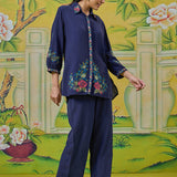 Aarohi Prussian Navy Thread Embroidered Co-ord Set