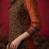 Gulrukh Green Traditional Printed Long Kurta Set