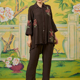 Eshira Walnut Brown Embroidered Co-ord Set