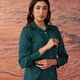 Cecelia Green Satin Shirt for Women