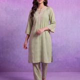 Aarna Mint Green Embroidered Kurta Set