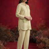 Aviana Beige Embroidered Linen Co-ord Set