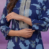 Royal Blue All Over Printed Cotton Kurta