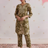 Ira Olive Green Printed Kurta Set