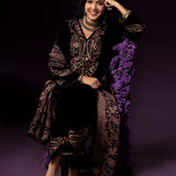 Navya Purple Embroidered Velvet Suit Set with Brasso Dupatta