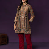 Aaraya Navy Printed Jamawar Kurta