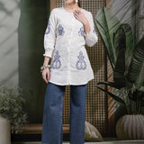Lucknowi Embroidered Cotton Tunic Shirt