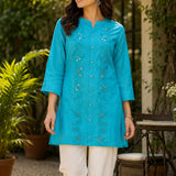 Sequinned Ethnic Embroidered Straight Kurti
