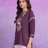 Cotton Lavender Embroidered Tunic