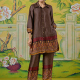Tara Coffee Brown Printed Co-ord Set