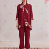 Arohi Bright Red Embroidered Co-ord Set