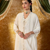 Aaliya Snow White Embroidered Suit Set