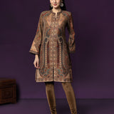 Aaraya Wine Printed Jamawar Kurta