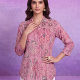 Viscose Rayon Pink Floral Print Kurti