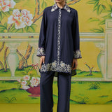 Elowen Midnight Navy Dori Embroidered Appliqué Co-ord Set