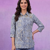 Viscose Rayon Blue Floral Print Kurti