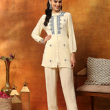 Viscose Rayon Embroidered Top and Trouser Co-Ord Set