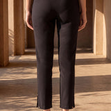 Black Straight Fit Cotton blend Capri