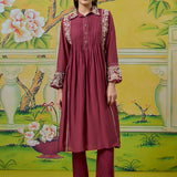 Aurelia Berry Wine Dori Embroidered Appliqué Co-ord Set