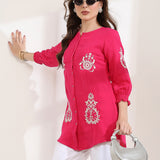 Lucknowi Embroidered Cotton Tunic Shirt