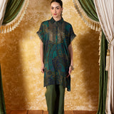 Zareen Pine Green Printed Kaftan Set