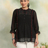 Ethnic Threadwork A-Line Georgette Kurti