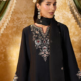 Avika Graphite Black Embroidered Suit Set