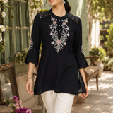 Thread Embroidered Crepe Kurti