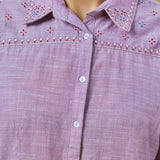 Elara Frost Lilac Embroidered Shirt