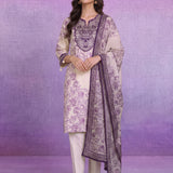 Purple Floral Printed Embroidered Kurta with Palazzo & Dupatta Set