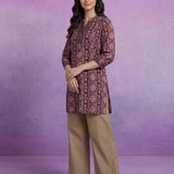 Wine Georgette Sequin Embellished Printed Tunic