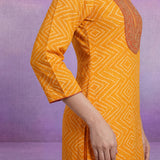 Yellow Cotton Blend Printed Dori Suit Set
