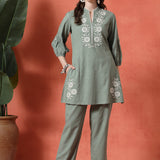 Cotton Blend Embroidered Co-Ord Set