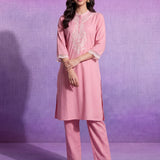 Avni Pink Embroidered Kurta Set