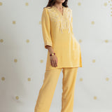 Elowen Pastel Yellow Embroidered Co-ord Set