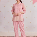 Inaaya Lemonade Pink Embroidered Co-ord Set