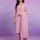 Meher Light Pink Embroidered Suit Set