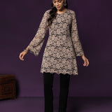 Iriya Black Embellished Net Straight Kurti