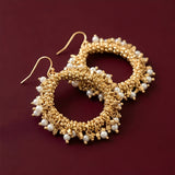 Kiara Pearl Bor Hoop Earrings