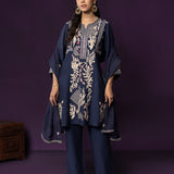Aarvi Navy Floral Embroidered Suit Set with Dupatta