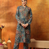 Wool Blend Floral Printed Kurta Palazzo Set