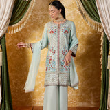 Vaara Nishat Sky Blue Embroidered Suit Set with Dupatta