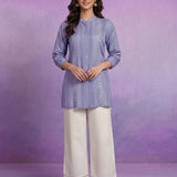 Light Blue Cotton Thread Sequin Embroidered Shirt