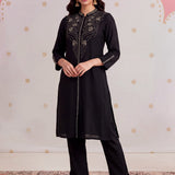 Nyra Matt Black Embroidered Kurta Set
