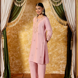 Ishika Flamingo Pink Embroidered Suit Set