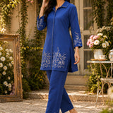 Viscose Rayon Embroidered Tunic Palazzo Co-Ord Set